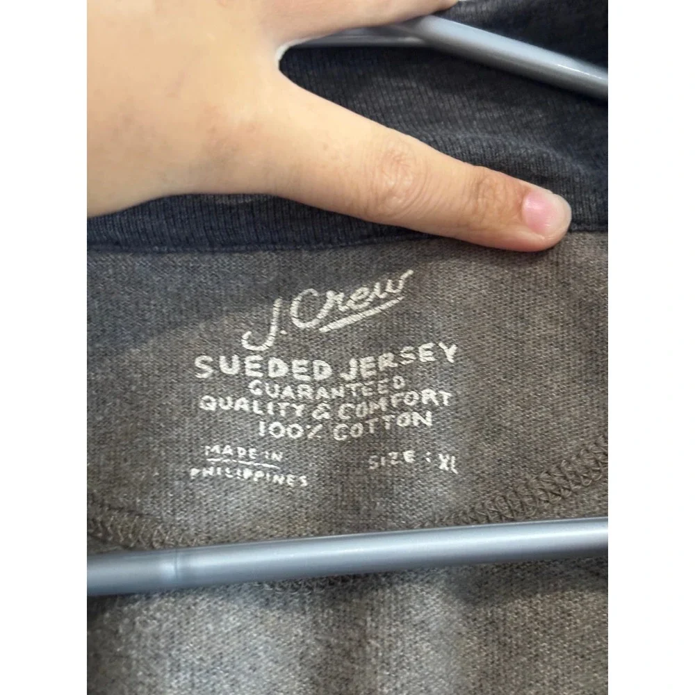 J.Crew Sueded Jersey Quarter-Zip Pullover Mens XL Brown Soft Brushed Cotton